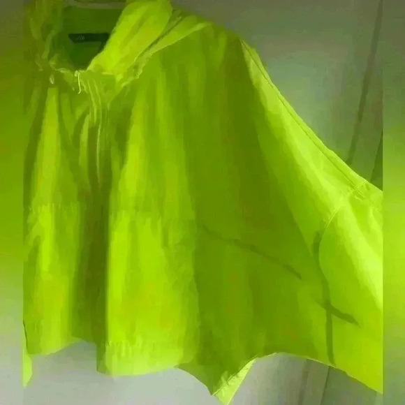 Zara 90s Relaxed Crop Windbreaker Jacket Lightweight Rain Coat Neon Green Size L - Picture 6 of 7